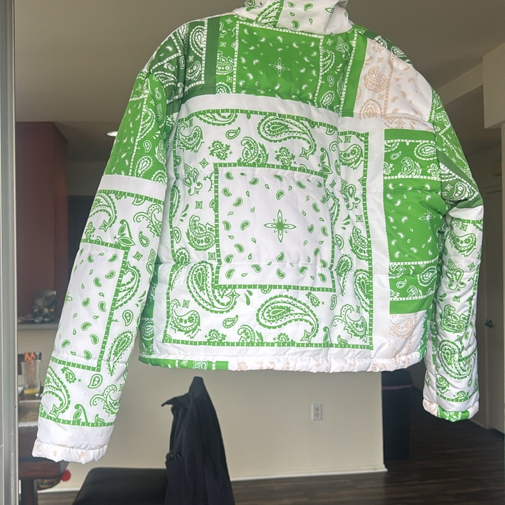 Green And White Paisley Patchwork Jacket - image 2